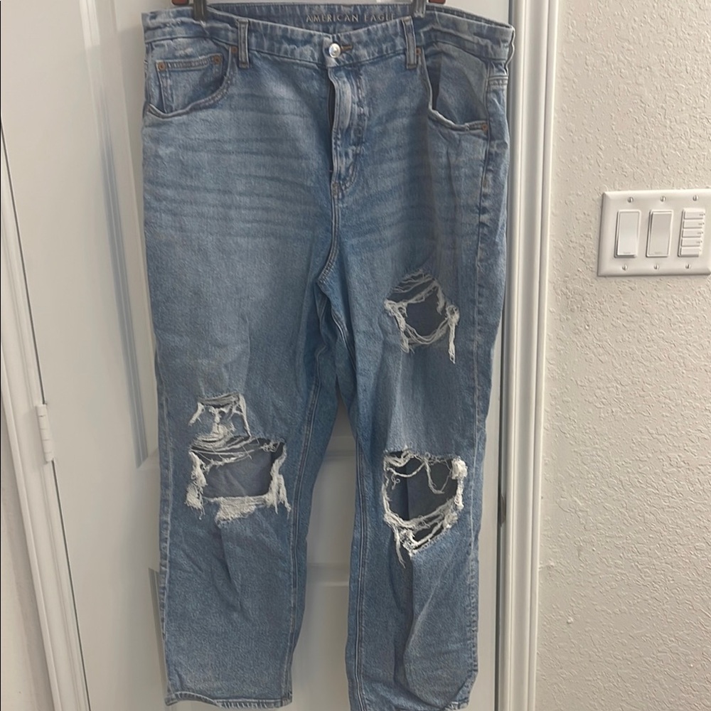 American Eagle Outfitters High Rise Blue Distressed Jeans